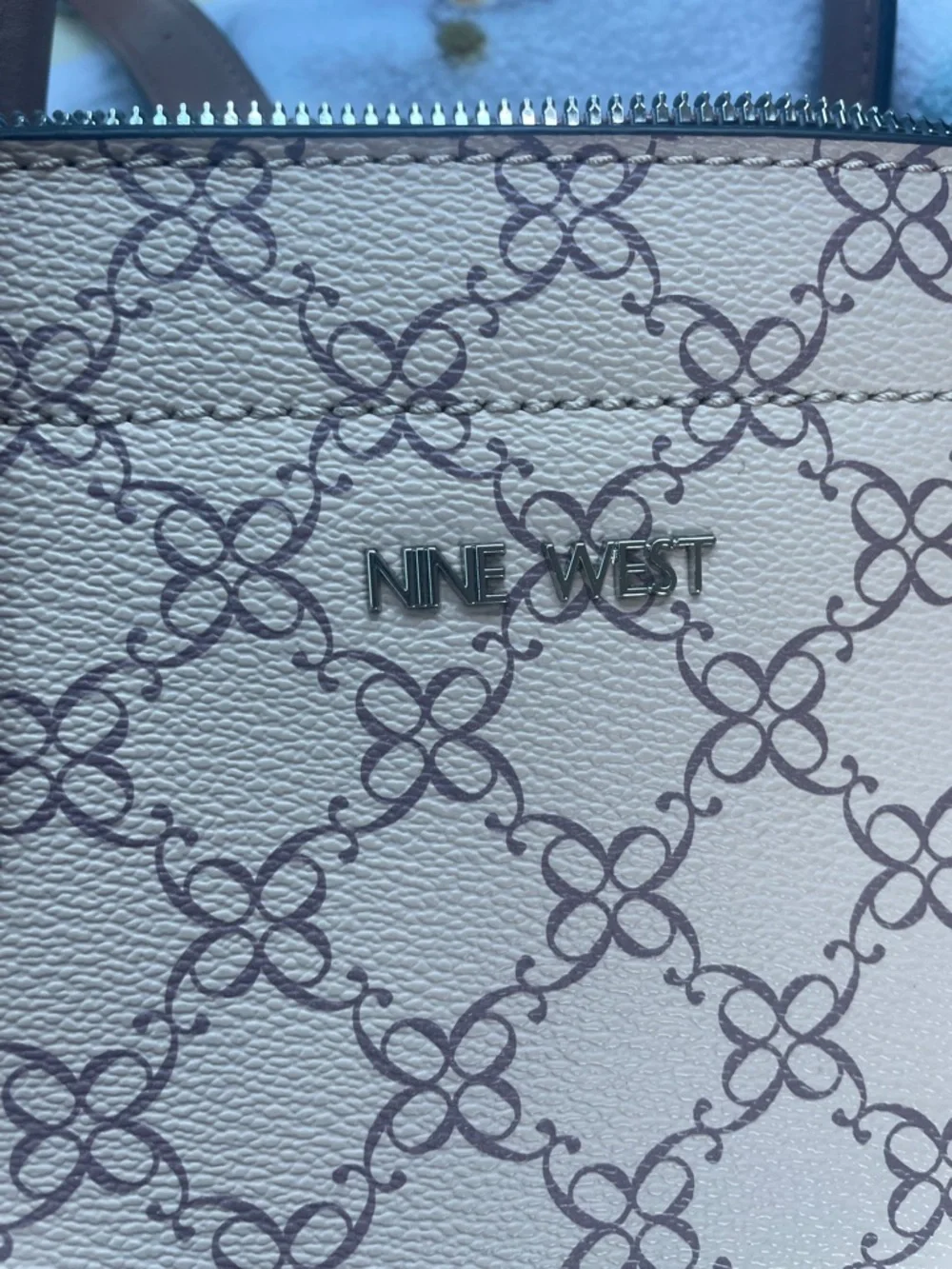 Nine West Cream and Brown Patterned Satchel
